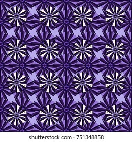 Embroidery seamless floral pattern with abstract flowers. Vector traditional embroidered sketch with flowers in violet, black and blue colors for clothing design.