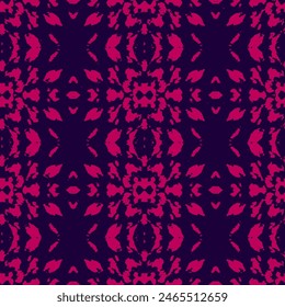 Embroidery - seamless ornament. Colored lines on a black background.  Square shapes texture retro style geometric ornament.