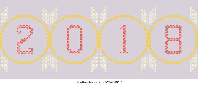 Embroidery. Seamless pattern. 2018 new year.
