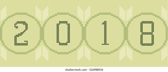 Embroidery. Seamless pattern. 2018 new year.