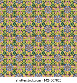 Embroidery seamless pattern with beautiful flowers in pink, yellow and blue colors. Embroidery for fashion textile and fabric. Vector floral ditsy ornament.