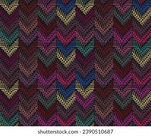 Embroidery  seamless pattern. Colorful geometric background. 