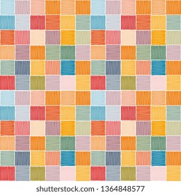 Embroidery seamless pattern of colorful squares. Ethnic motifs. Bright print for fabric, textile, rug and carpet.