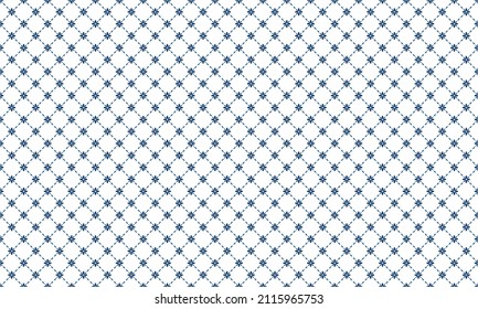 Embroidery seamless pattern with flower cross stitch. Indigo and light blue elements on white background. Vector illustration. For shirt textile cloth silk scarf bandana wallpaper mobile case cover. 