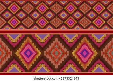 Embroidery seamless pattern,Diagonal ikat stripes, Zigzag pattern seamless, Geometric chevron abstract illustration, wallpaper, Tribal ethnic vector texture, Aztec style, Folk embroidery. 