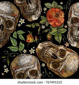 Similar Images, Stock Photos & Vectors of Embroidery skull and roses ...