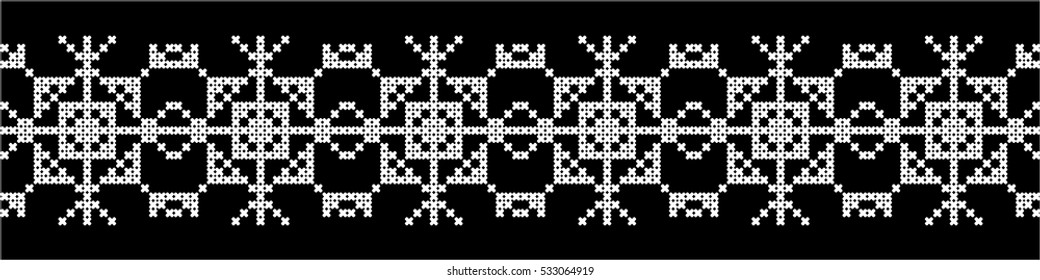 Embroidery with snowflakes. 