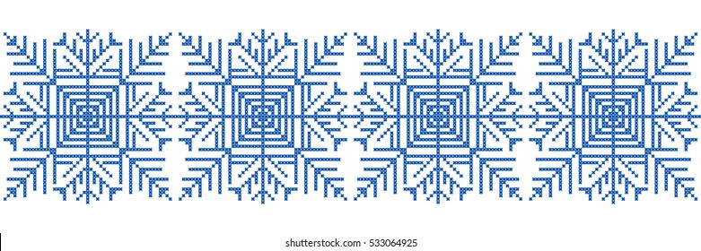 Embroidery with snowflakes. 