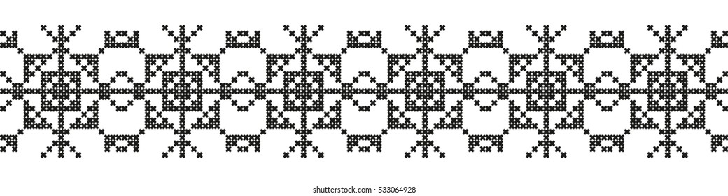 Embroidery with snowflakes. 