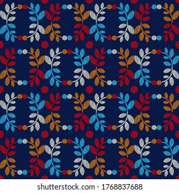 Embroidery of spring and summer flowers. Seamless pattern. Illustration for web design or print.