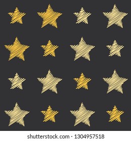 embroidery stars seamless pattern sketch drawing stars repeating background illustration, embroidered 5 pointed stars sparkles. Cosmic gold and yellow stars on blue