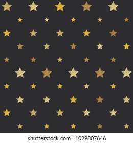 embroidery stars seamless vector pattern. Yellow shade stars with machine embroidered texture on grey background, stitch effect Illustration gold sparkles. Cosmic abstract graphic design. 