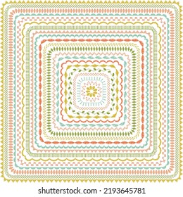 Embroidery Stitch Concentric Squares Pattern