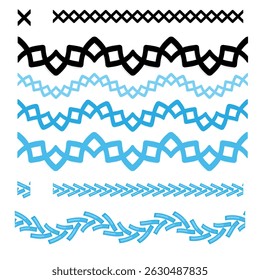 Elementos de ponto de bordado - Pincéis e bordas de vetor para moda ilustração técnica Vetor conjunto de elementos de ponto de bordado-estilo para ilustrações de moda digital 