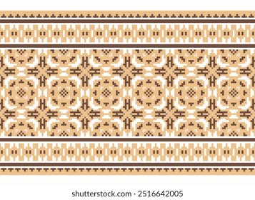 Patrón geométrico de la puntada del bordado. Forma geométrica étnica sin patrón colorido estilo de arte de píxeles. Uso étnico del patrón de la puntada para la alfombra, la alfombra, el cojín, la colcha, el Fondo de pantalla, la tapicería, el etc.