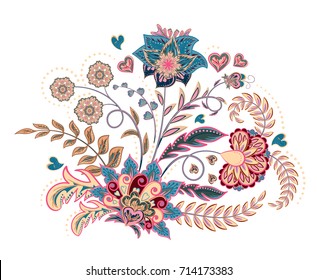 Embroidery Stitches Fantasy Flowers Pastel Color Stock Vector (Royalty ...