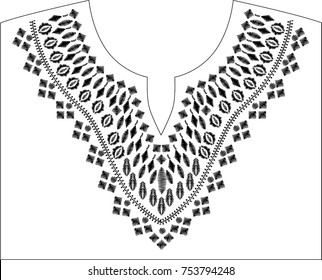 Embroidery stitches neckline traditional ornament pattern fasion textile design 