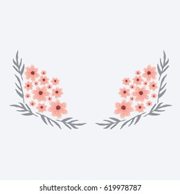  Embroidery stitches with red flowers for neckline. Embroidery design for clothing.
