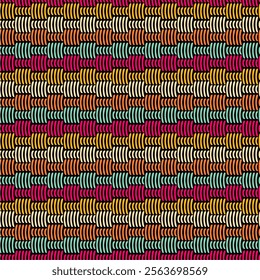 Embroidery stripes seamless vector pattern handmade handiwork needlework wallpaper different colors threads 