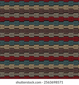 Embroidery stripes seamless vector pattern handmade handiwork needlework wallpaper different colors threads 