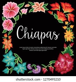 Embroidery Style from Chiapas City, Mexico - Floral Composition – Copy Space