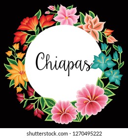 Embroidery Style from Chiapas City, Mexico - Floral Composition – Copy Space