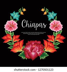 Embroidery Style from Chiapas City, Mexico - Floral Composition – Copy Space