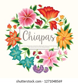 Embroidery Style from Chiapas City, Mexico - Floral Composition – Copy Space