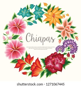 Embroidery Style from Chiapas City, Mexico - Floral Composition – Copy Space