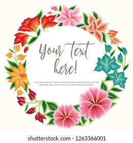 Embroidery Style from Oaxaca, Mexico - Floral Composition – Copy Space