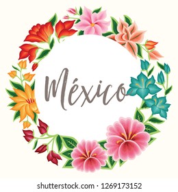 Embroidery Style from Oaxaca, Mexico - Floral Composition – Copy Space