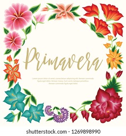 
Embroidery Style from Oaxaca, Mexico - Floral Composition – Copy Space