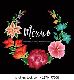 Embroidery Style from Oaxaca, Mexico - Floral Composition – Copy Space