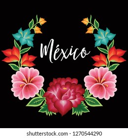 Embroidery Style from Oaxaca, Mexico - Floral Composition – Copy Space