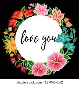 Embroidery Style from Oaxaca, Mexico - Valentine's Floral Composition – Copy Space