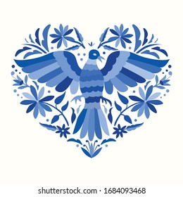 Embroidery Style from Tenango, Hidalgo; México - Otomi Heart Shape Composition