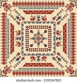 Embroidery Tatreez pattern, Palestinian fashion vector ornament