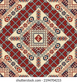 Embroidery Tatreez pattern, Palestinian fashion vector ornament