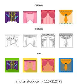 Embroidery, textiles, furniture and other web icon in cartoon,outline,flat style.Curtains, stick, cornices, icons in set collection.