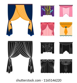 Embroidery, textiles, furniture and other web icon in cartoon,black style.Curtains, stick, cornices, icons in set collection.