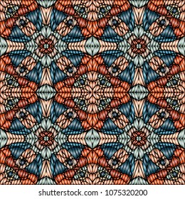 Embroidery texture with geometric ornament. Pattern for surface design, textiles, printing, wallpaper, web design, Identity