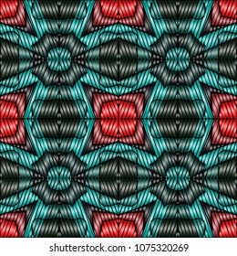 Embroidery texture with geometric ornament. Pattern for surface design, textiles, printing, wallpaper, web design, Identity