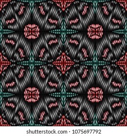 Embroidery texture with geometric ornament. Pattern for surface design, textiles, printing, wallpaper, web design, Identity