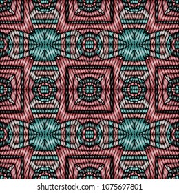 Embroidery texture with geometric ornament. Pattern for surface design, textiles, printing, wallpaper, web design, Identity
