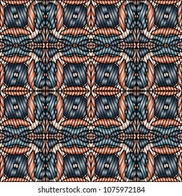 Embroidery texture with geometric ornament. Pattern for surface design, textiles, printing, wallpaper, web design, Identity