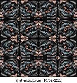 Embroidery texture with geometric ornament. Pattern for surface design, textiles, printing, wallpaper, web design, Identity