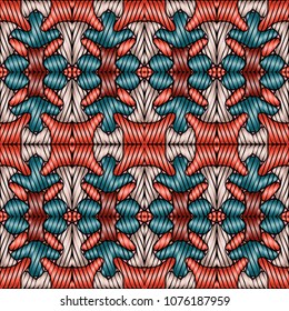 Embroidery texture with geometric ornament. Pattern for surface design, textiles, printing, wallpaper, web design, Identity