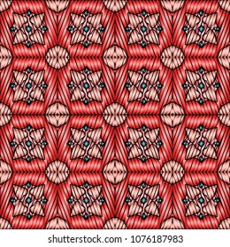 Embroidery texture with geometric ornament. Pattern for surface design, textiles, printing, wallpaper, web design, Identity