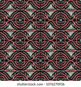 Embroidery texture with geometric ornament. Pattern for surface design, textiles, printing, wallpaper, web design, Identity