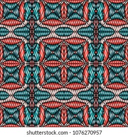 Embroidery texture with geometric ornament. Pattern for surface design, textiles, printing, wallpaper, web design, Identity
